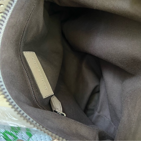 Authentic Burberry Smoked Check Satchel Beige Grey And Leather Bartow Bowler Bag - Picture 8 of 15